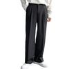 Men Suit Pants High Waist Button Zipper Fly Straight Wide Leg Long Pants with