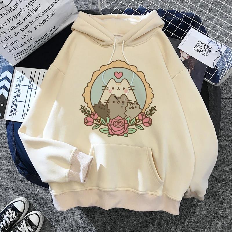 Women's cat hooded sweatshirt 2025 cartoon costume Korean Harajuku Kawai style oversized