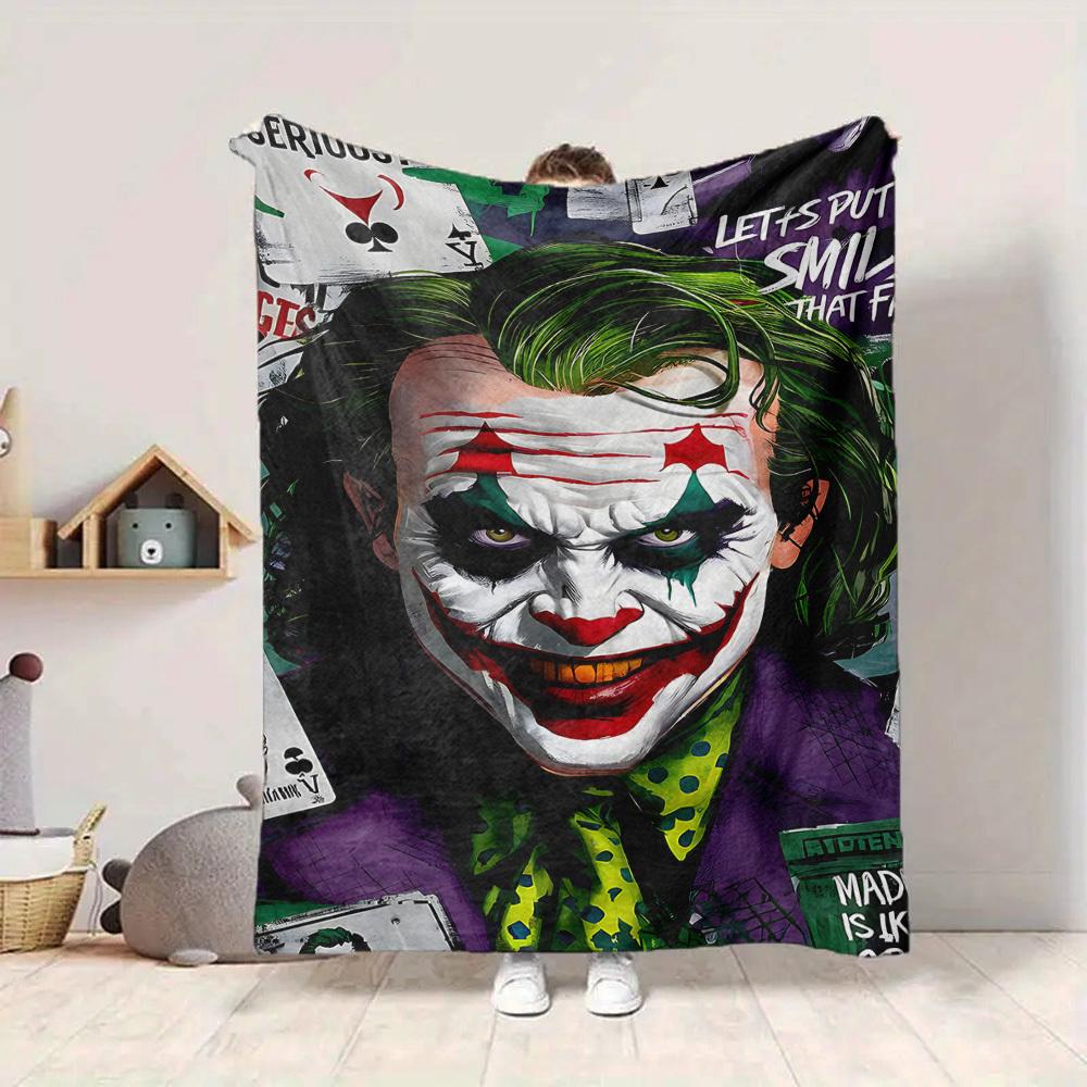 1pc Joker Clown Flannel Throw Blanket Lightweight Soft Warm All Season Blanket for Sofa, Bed, Travel, Camping L1024169