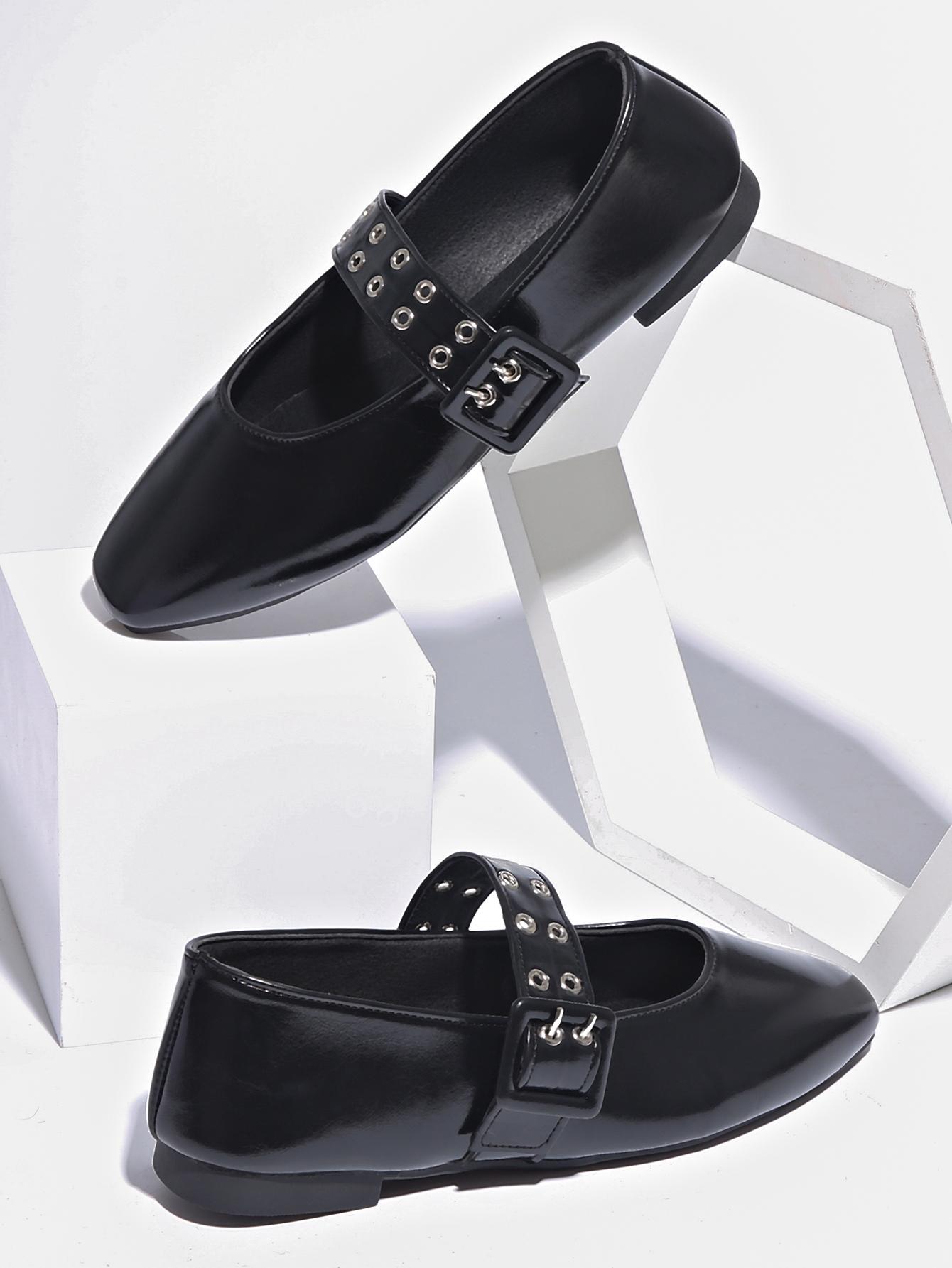 

Женские туфли на плоской подошве с круглым носком, роскошные неглубокие кроссовки с ремешком-пряжкой, лоферы, женские балетки, удобные туфли Мэри Джейн для женщин 36 чёрный