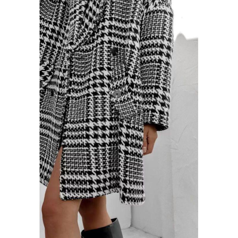 Tooxika New Autumn And Winter Thickened Lining Coat Woolen Houndstooth Wool Coat