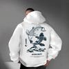 Exclusive for Men's Hooded Sweater, Koi Print Loose Pullover Hoodie, Wind Men's Jacket