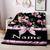 Floral Pattern Customize Your Name Blankets Soft Cozy Lightweight Allseason Multipurpose Blanket For Picnics Sofas Offices Beds Living Rooms Suitable