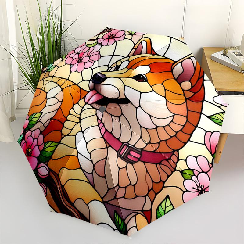 

Color Retro DogThemed Automatic Opening and Closing Umbrella 8 Ribs, Suitable for Leisure and Going Out, Outdoor Accessory, Gothic Style,