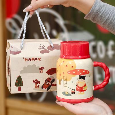 Presente de aniversário Caneca de cerâmica fofa com tampa Presente prático para namoradas, amigos, enfermeiras Caneca de Dia das Mães como presente