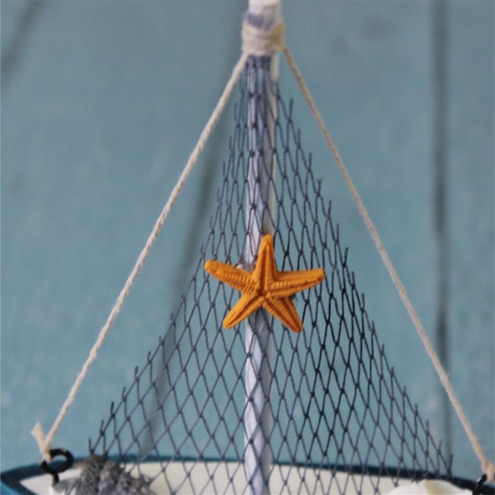 Mediterranean Style Sailing Boat Model Handmade Nautical Decor Miniature Sailboat Party Decoration
