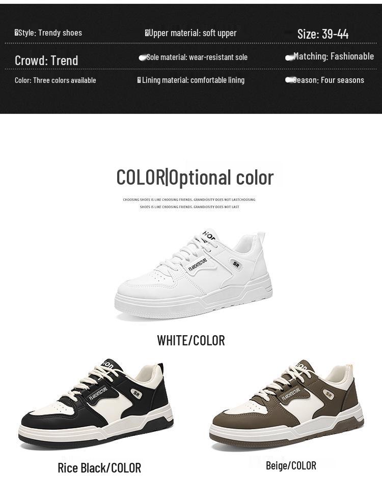 Men's Korean-Style Breathable White Sneakers - Trendy, Thick-Soled, Casual Sports Shoes for Summer