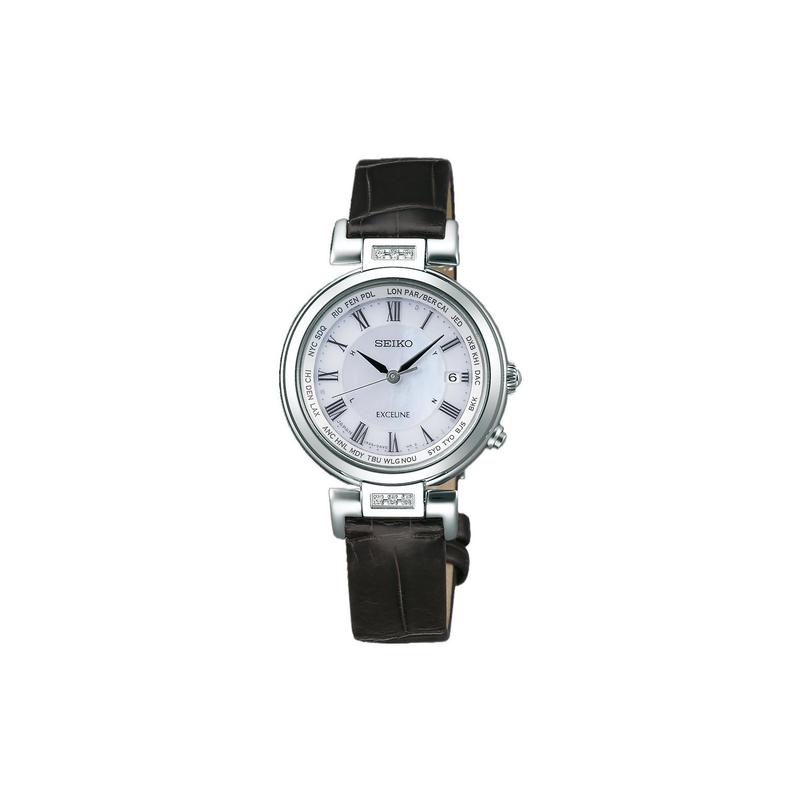 SEIKO EXCELINE Series Daily Fashion Versatile Solar Quartz Leather Strap 28.6mm Women s Watch White Dial SWCW109 чёрный