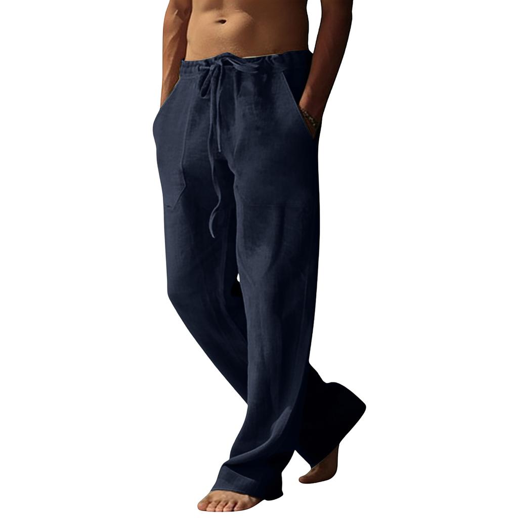 Pantalon Homme Coton Lin Pantalon Homme Mode Décontractée Coton Lin
