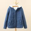 Winter Down Coat Hooded Zipper Solid Color Plush Hat Warm Thick Padded Cardigan Lady Winter Coat for Outdoor