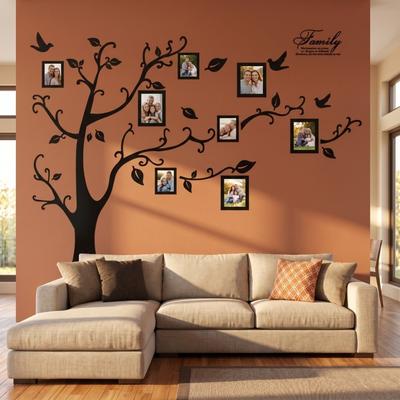 4pcs 11.8 X 35.4in Family Photo Tree Wall Sticker Tree Pvc Removable Wall Sticker Black Peel and Stick PVC Wall Decal Bedroom