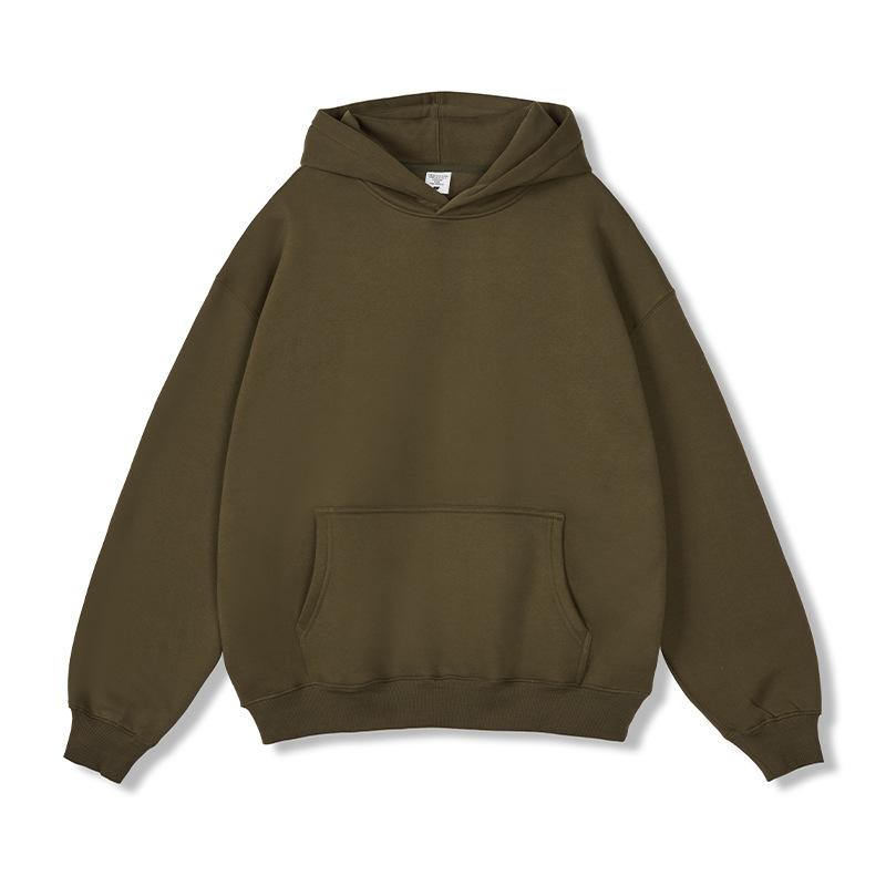 Men's Fleece Hoodie 350G Heavyweight Solid Color Oversized Pullover Fall Winter Streetwear