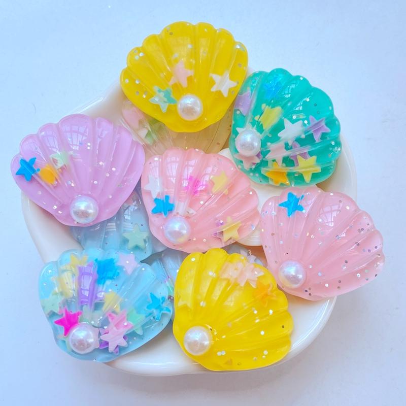 10Pcs New Cute 25*28mm Pearl Shell Flat Back Resin Cabochons Scrapbooking DIY Jewelry Craft Decoration Accessorie