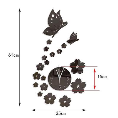 New Fashion Wall Clocks Mirror 3d Diy Creative Mirror Stereo Acrylic Living Room Bedroom Decoration