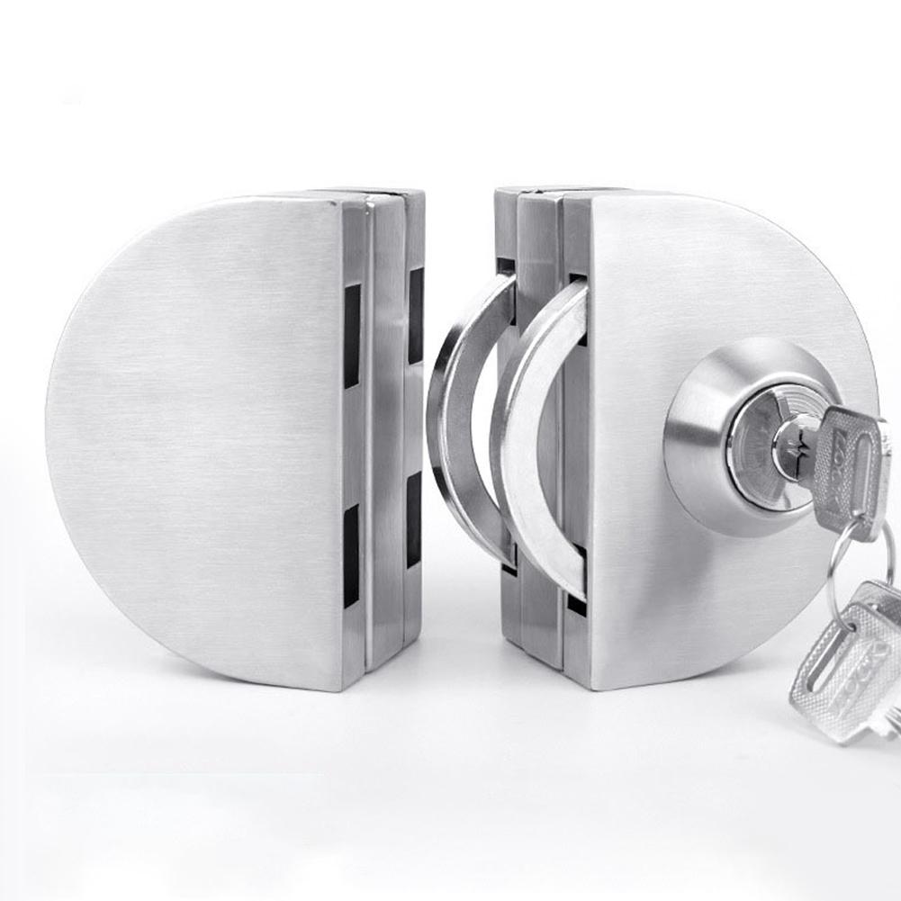 Lock Glass Door Lock For 8-12mm Frameless Double Swing Or Sliding Toughened Glass Door Glass Door Lock Silver Lock Set