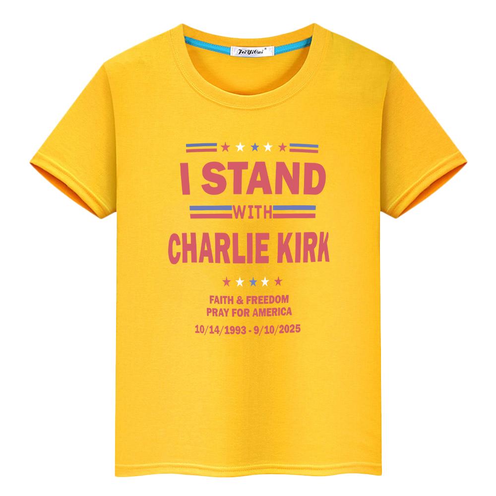 Charlie Kirk FREEDOM100%Cotton print Anime Short t shirt for kids boy 10year cartoon Tops Halloween Tees y2k kids clothes girls