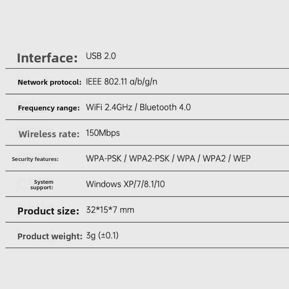 150Mbps USB-Netzwerkkarte Bluetooth 4.0 Drahtloser WLAN-Empfänger Mini-WLAN-Adapter LAN-Verbindung