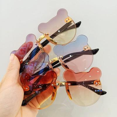 Summer Girl Boys Cute Kids Rimless Sunglasses  Animal Cartoon Bear Children Baby Outdoor Sun Glasses Lunette Soleil Enfant