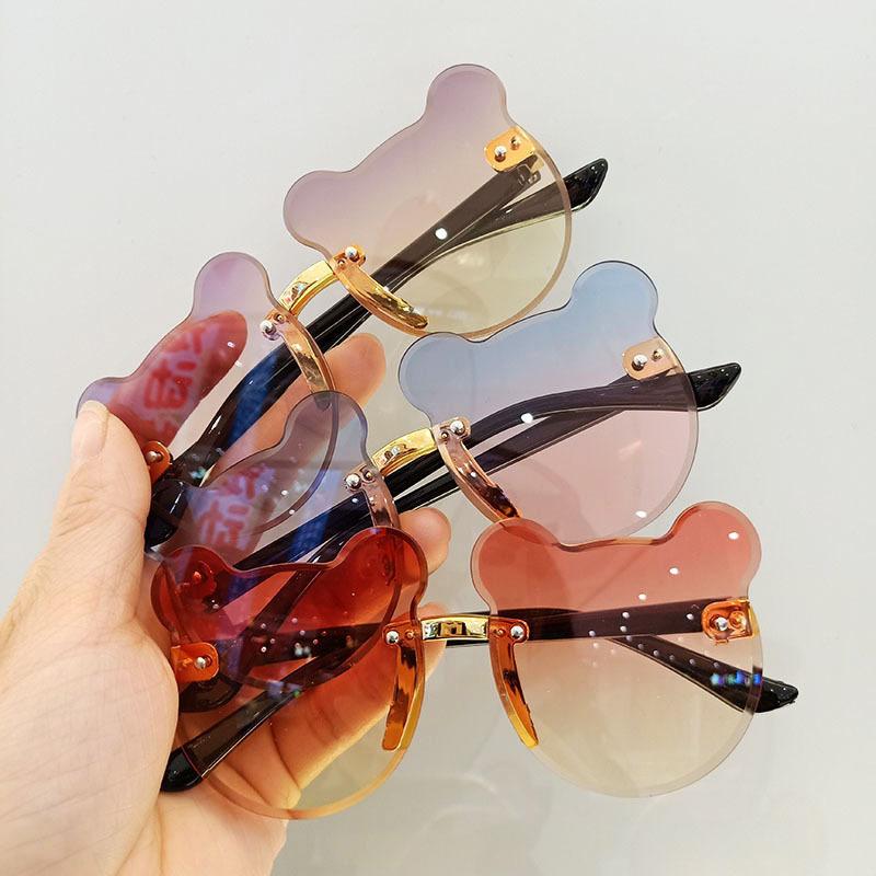 Summer Girl Boys Cute Kids Rimless Sunglasses Animal Cartoon Bear Children Baby Outdoor Sun Glasses Lunette Soleil Enfant