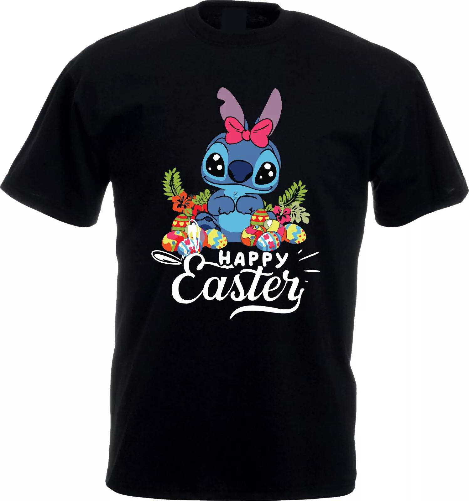 Happy Easter Stitch 100% Cotton T-shirt Mens Tees Top, Stitch Bunny Shirt, Stitch Rabbit Tee, Unisex Top L