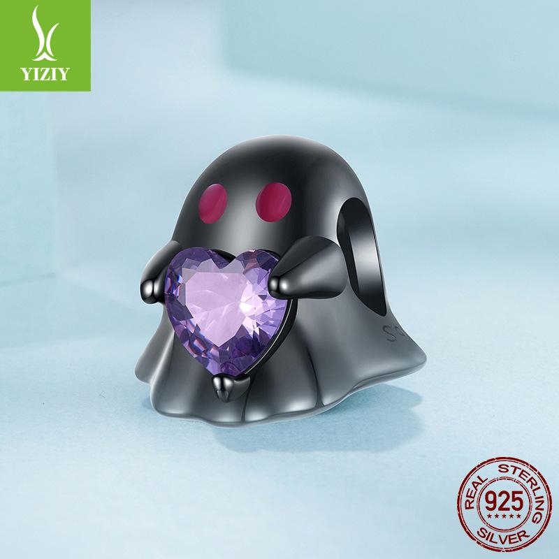 Funny Halloween Ghost Diy Beaded S925 Sterling Silver Niche Dark Wind Beads Loose Beads