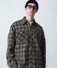 Stage Name Wide Pocket Jacquard Oversized Check Shirt Jacket_Black/Khaki