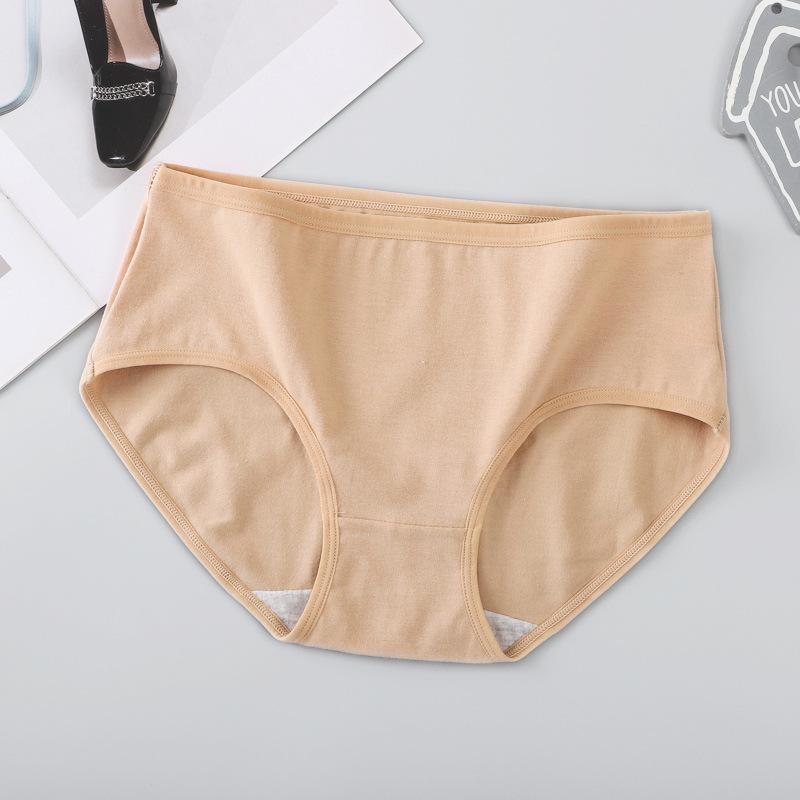 Women's Mid-waist Plus Size Cotton Underwear Comfortable Breathable Nude Cotton Crotch Abdomen Buttocks Briefs Underwear For Women