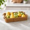 Serving Tray with Handles Natural Rattan Woven Basket Rustic
