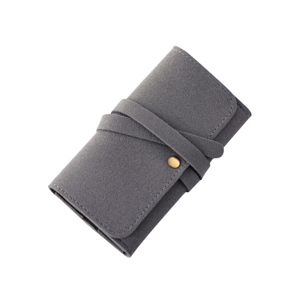 Roll Up Design Jewelry Storage Bag PU Leather Ring Holder Portable Jewelry Pouch Travel Use