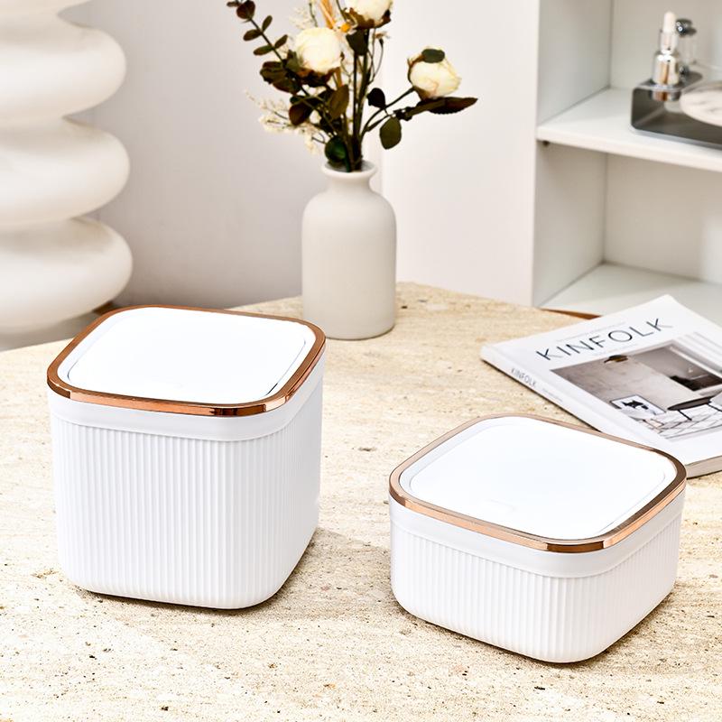 Mini Desktop Trash Can with Pop-Up Lid for Office and Home