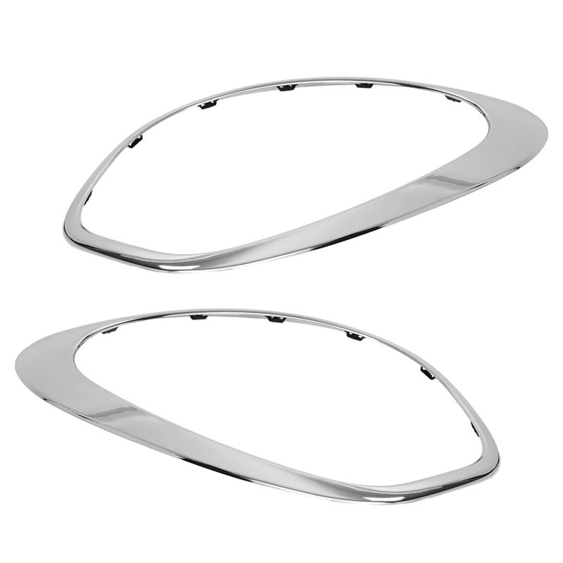 ABLZ-Chrome Trim Ring Bezel 1 Pair For Headlight For Mini Cooper Countryman Paceman 2011- 2016 LH& RH