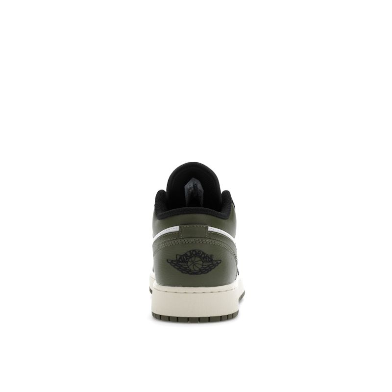 Air Jordan 1 Low GS Black Toe Medium Olive Kids Sneakers Green White 553560-092