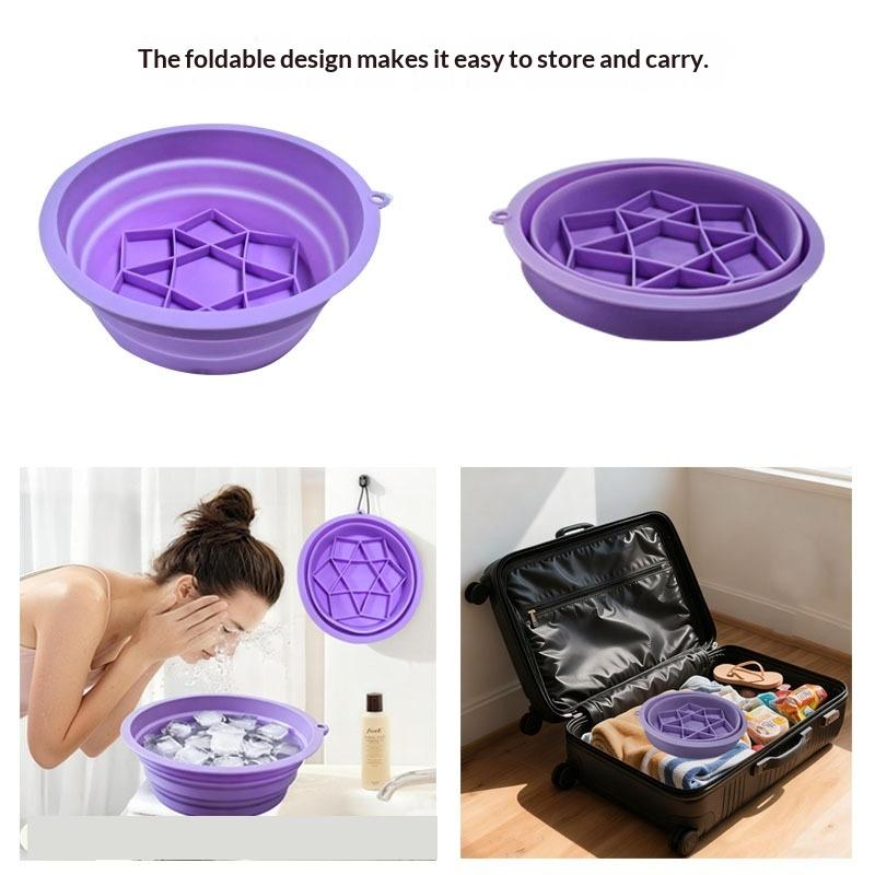 Collapsible Face Ice Bath Bowl with 1 Built-In Ice Tray For Facial Soaks Cold Plunge Washbasin Travel Ready