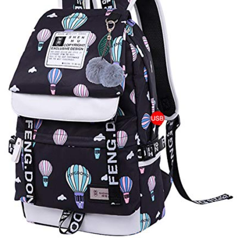 

Рюкзак для девочек-подростков, школьный рюкзак для школьников, уличный рюкзак с USB-портом для зарядки темно-синий