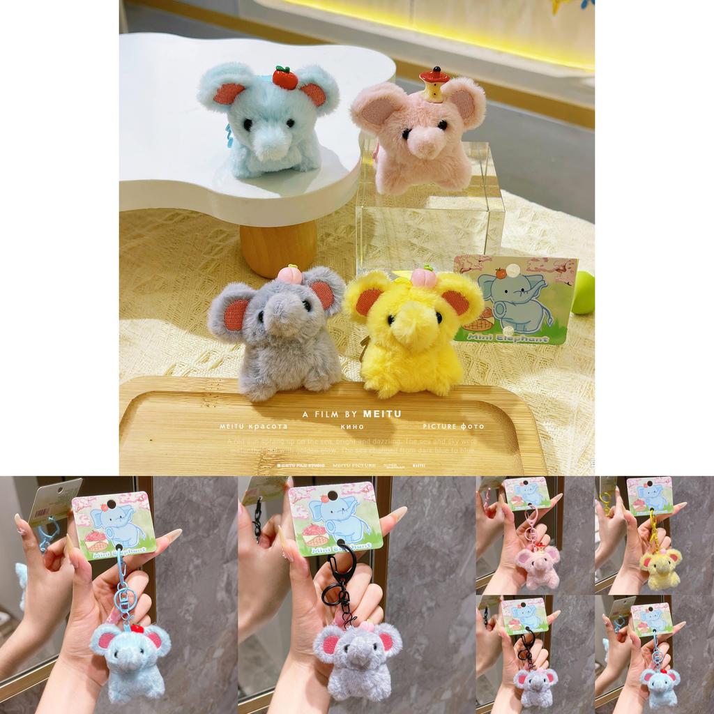 Plush Mini Elephant Keychain With Cartoon Design For Backpack Decor And Gift