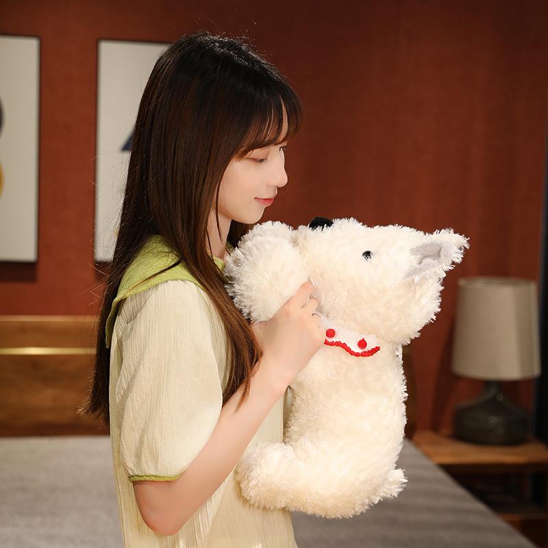 Simulated West Highland Dog Doll Plush Toys Puppy Doll Children's Sleeping Soothing Doll Birthday Gift