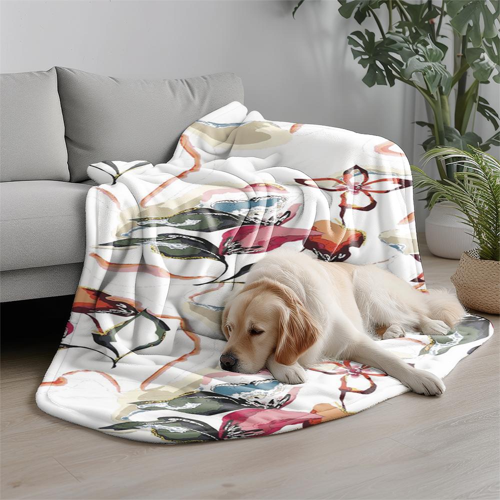 Colorful Floral Blanket Microfiber Flannel Cover Blanket Bedroom Living Room Sofa Soft And Comfortable Home Decoration