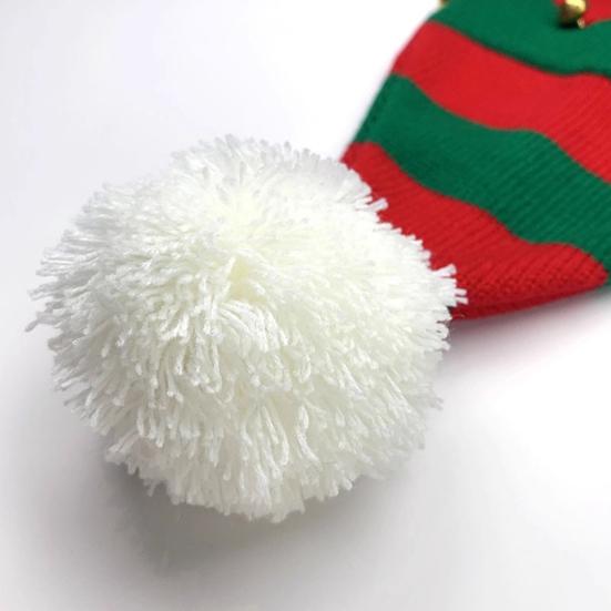 Christmas Hat with Bells Plush Ball Decor Red Green Patchwork Color Breathable Santa Claus Hat Daily Party Wear