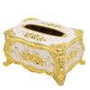 Tissue Box Cover Holder Luxury Facial Napkin Paper Towel Organizer Dining Room Ornaments Rose Pattern Gold White