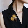 Brooch Maple Shape Enamel Oil Dripping Faux Pearl Decor Retro Anti-slip Polished Coat Collar Bag Scarf Hat Decoration Clothes Pin Clothing Jewelry