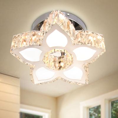Modern LED Crystal Ceiling Light with Floral Design Warm Light for Living Room Bedroom Pendant Chandelier Decorative Fixture