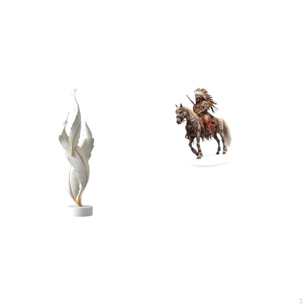 Feather Knight Sculpture Modern Resin Acrylic Statue Collection Art Crafts Desktop Ornament