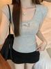 2025 Summer U-neck Bow Knit T-shirt – Slim-Fit, Age-Reducing Design for Women