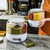 Rotating Compartmentalized Rice and Cereal Storage Jar - Insect & Moisture-Proof Plastic Container