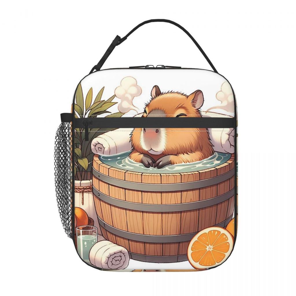 Bath Water Capybara Hot Spring Bubble Insulated Lunch Bag for Kids Cooler Thermal Food Box Tote Portable Lunch Boxes Container