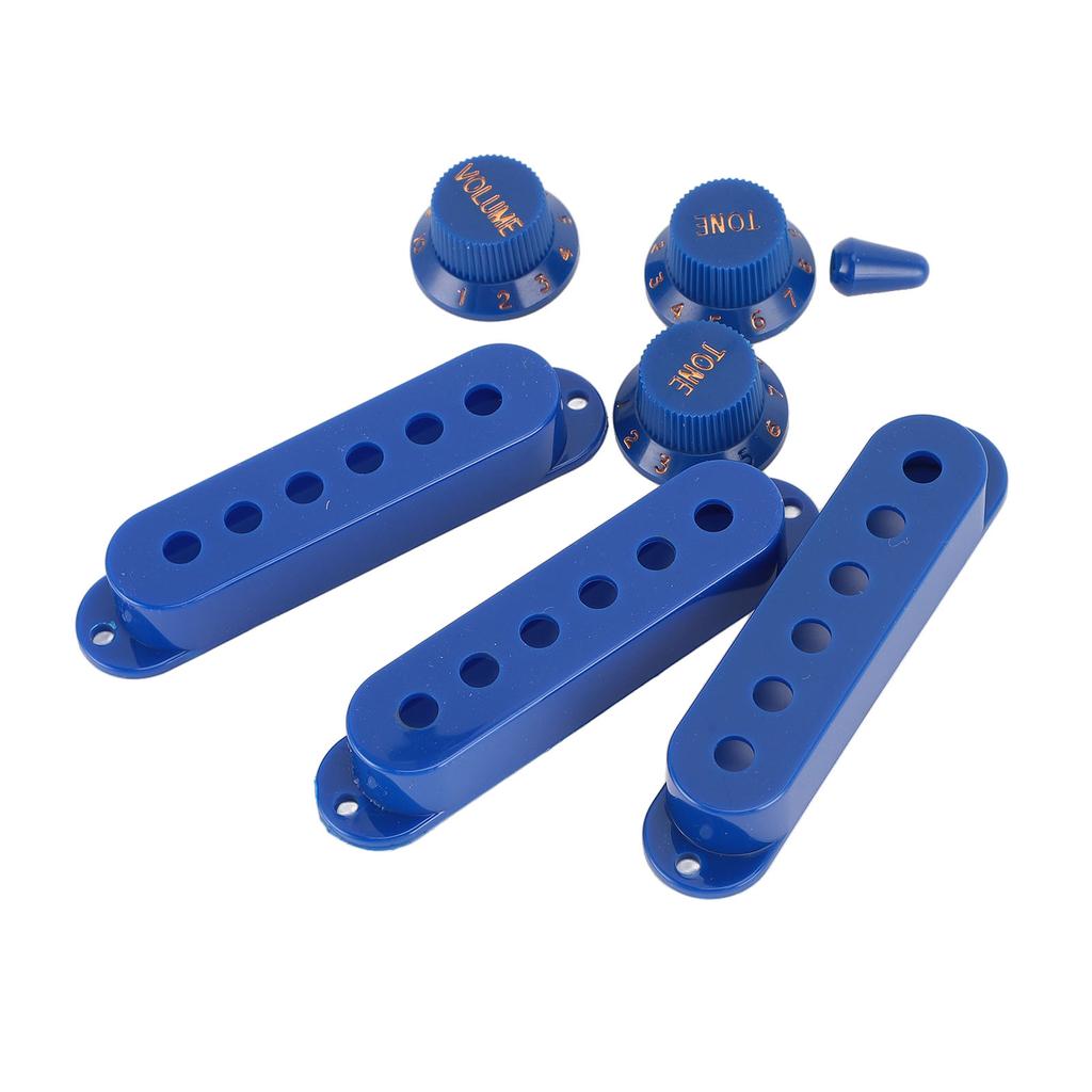 3 Pcs Single Coil Pickup Cover ABS Plastic SSS Pickup Cover with Tone Volume Knobs and Switch Tip for Electric Guitar