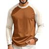 T-shirt da uomo a maniche lunghe raglan, girocollo, vestibilità regular, casual, leggera, tessuto morbido, comoda per l'uso quotidiano