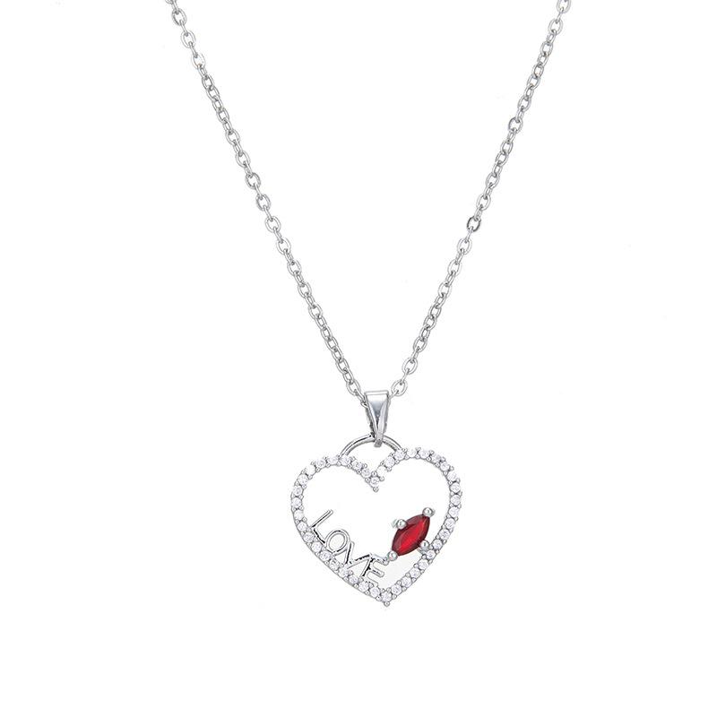 Love Necklace Women'S Simple, Fresh And Natural Versatile Love Zircon Delicate Necklace Jewelry