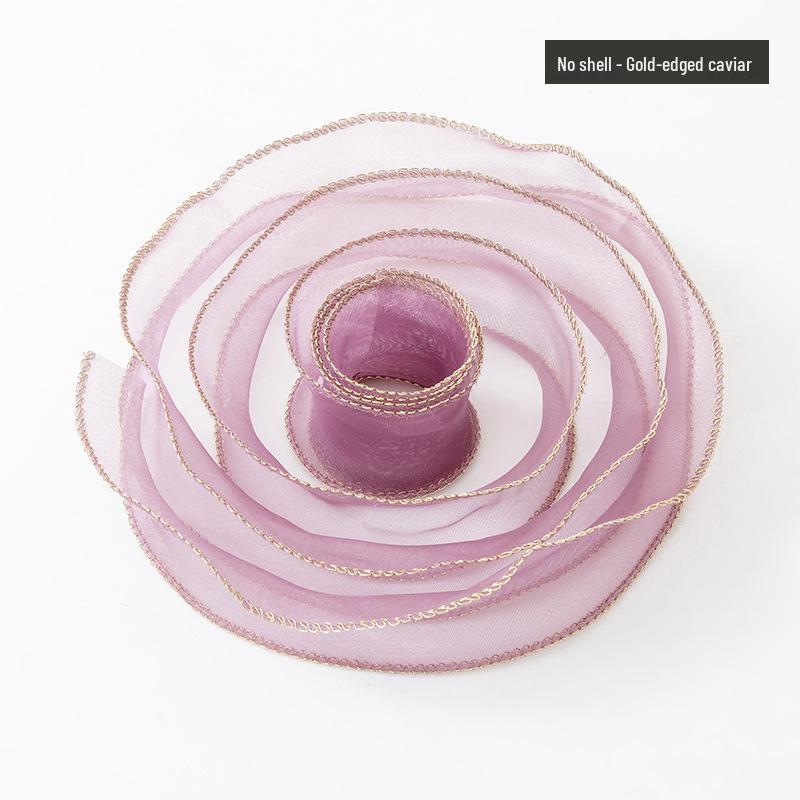 4cm Gold Edge Fishtail Yarn Ribbon for Floral Bouquets, Cake Decorations, Gift Bows, and DIY Projects.