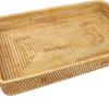 Rattan Tray Tabletop Organization Hand Woven Snack Storage Basket Multifunctional Serving Tray L